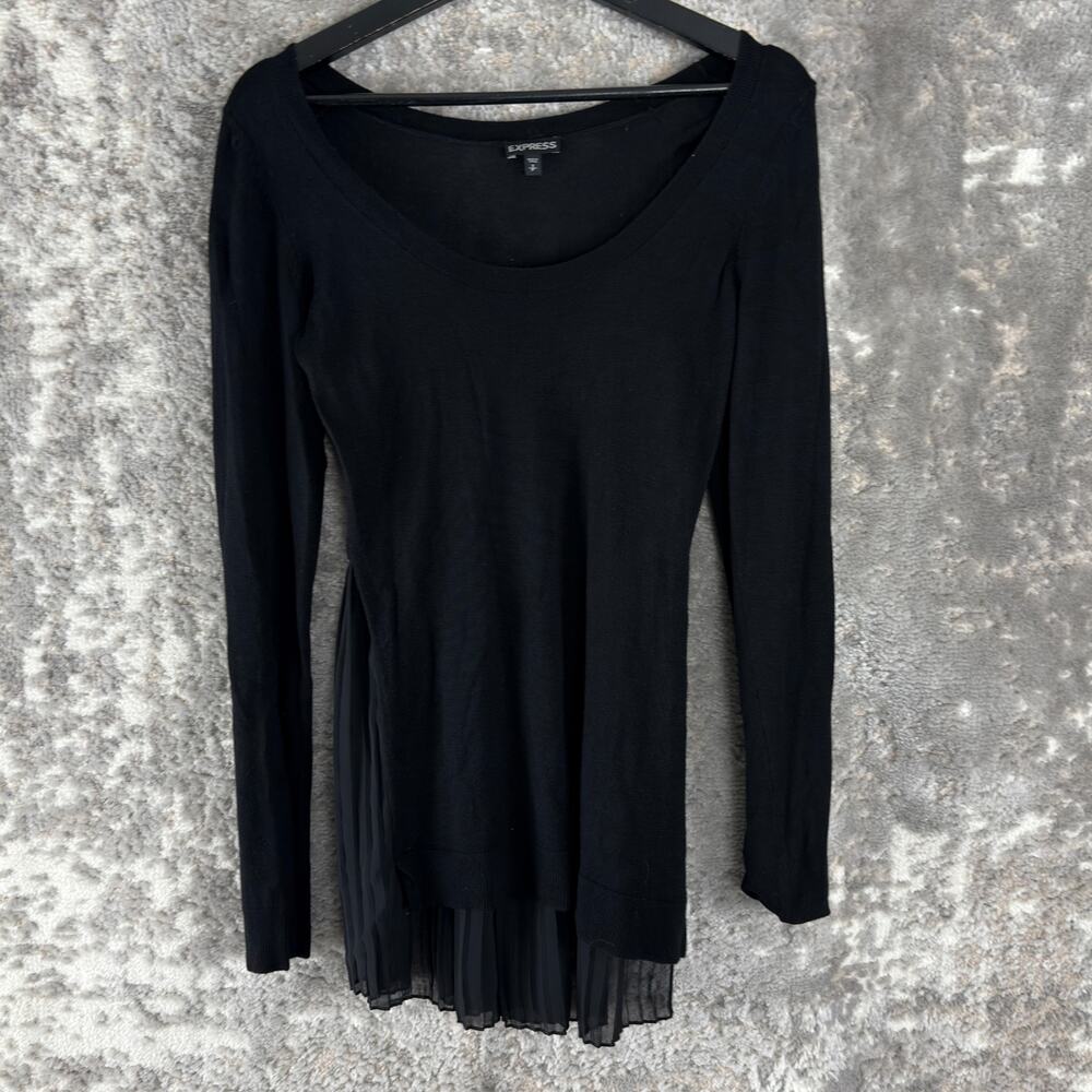 Express Size S Casual Minimalist Scoop Neck Top Black Long Sleeve Pullover